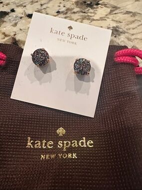 kate spade Multicolor Glitter Round Stud Earrings in Gold Setting